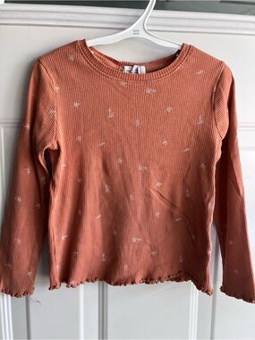 Rise little earthling rust fall ribbed lettuce hem shirt 5T 6